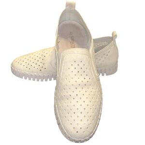 llse Jacobsen Tulip White Slip-On Perforated Leather Loafer Size EU 40 US 10